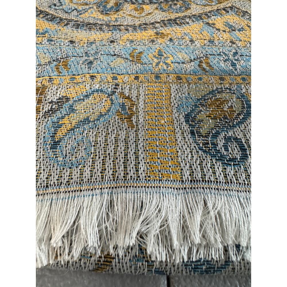 Modern Expressions Vintage Scarf Large Blue and Colorful With Fringes
